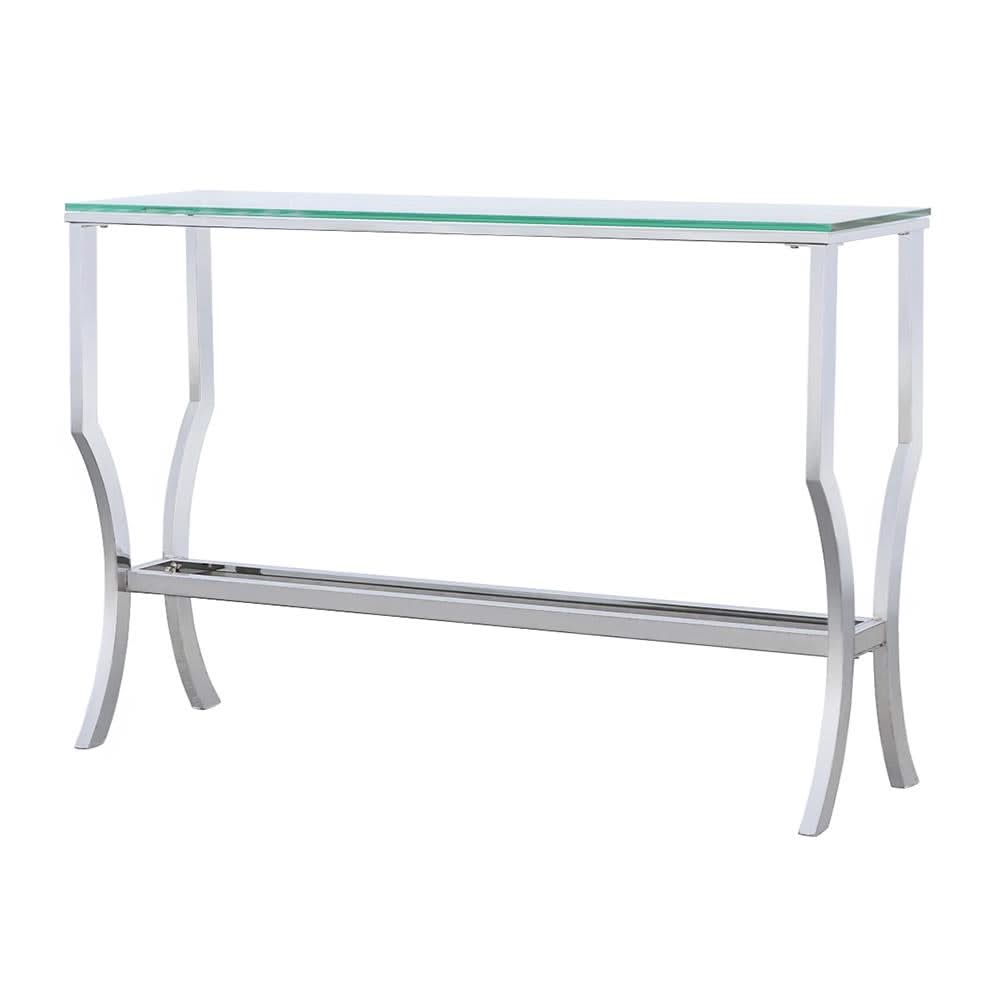 Consola de entrada rectangular con tapa de cristal Saide, cromada