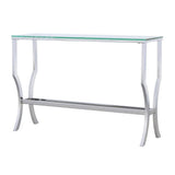 Consola de entrada rectangular con tapa de cristal Saide, cromada
