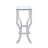 Consola de entrada rectangular con tapa de cristal Saide, cromada