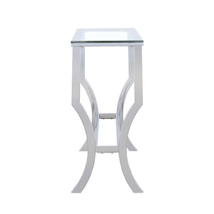 Consola de entrada rectangular con tapa de cristal Saide, cromada