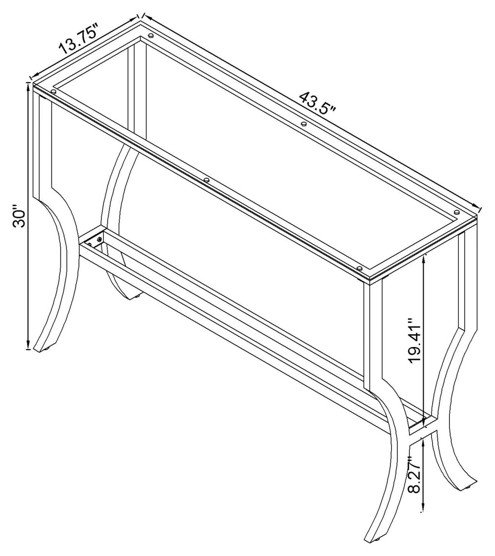 Consola de entrada rectangular con tapa de cristal Saide, cromada
