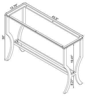 Consola de entrada rectangular con tapa de cristal Saide, cromada