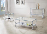 Consola de entrada rectangular con tapa de cristal Saide, cromada