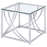 Mesa auxiliar cuadrada de cristal Lille, cromada