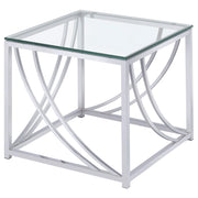 Mesa auxiliar cuadrada de cristal Lille, cromada