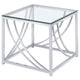 Mesa auxiliar cuadrada de cristal Lille, cromada