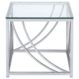 Mesa auxiliar cuadrada de cristal Lille, cromada