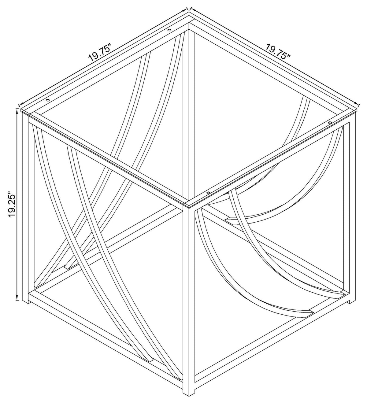 Mesa auxiliar cuadrada de cristal Lille, cromada