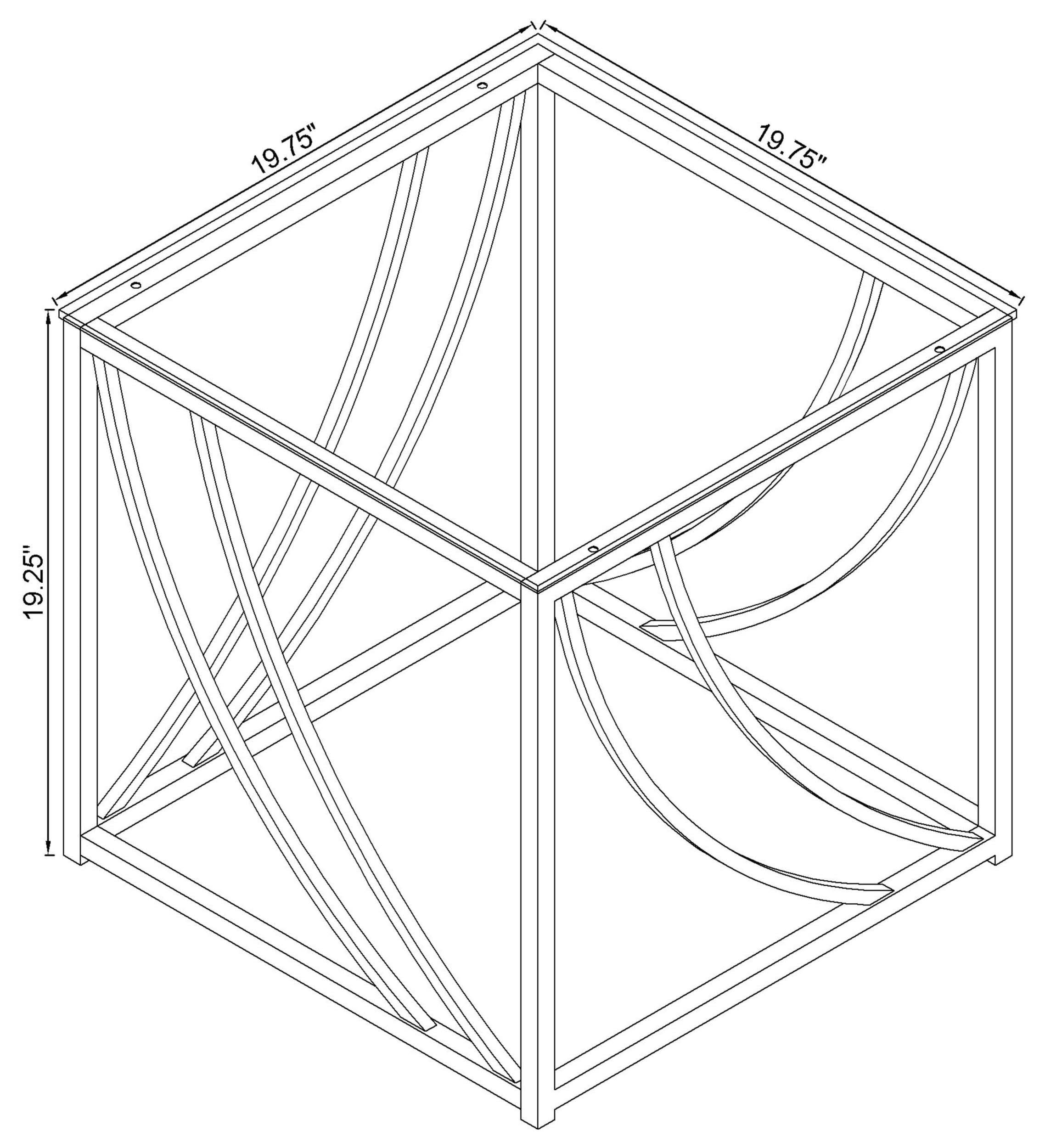 Mesa auxiliar cuadrada de cristal Lille, cromada