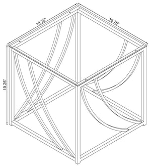Mesa auxiliar cuadrada de cristal Lille, cromada