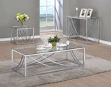 Mesa auxiliar cuadrada de cristal Lille, cromada