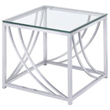 Juego de mesa auxiliar y de centro Lille de 2 piezas con tapa de cristal, cromado