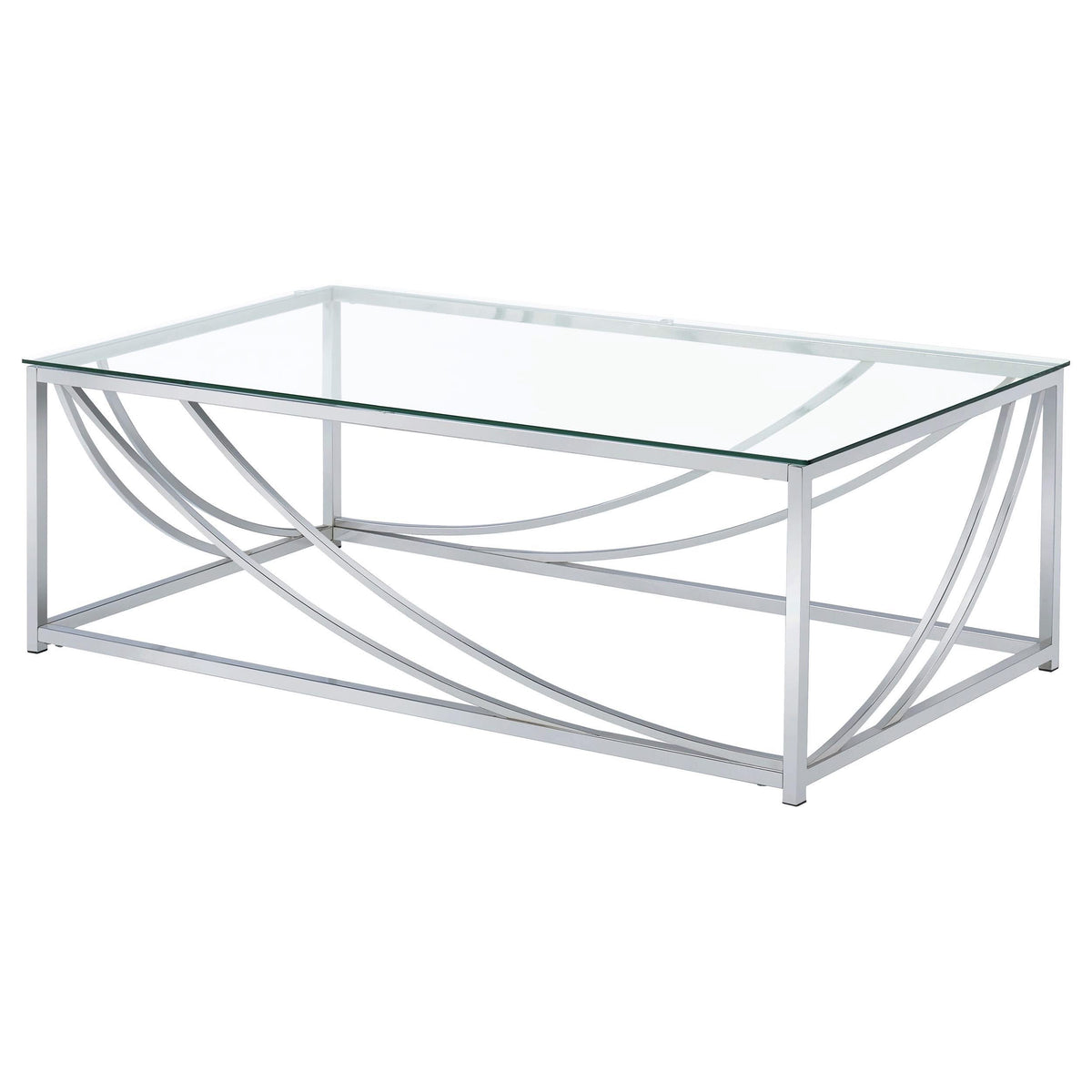 Juego de mesa auxiliar y de centro Lille de 2 piezas con tapa de cristal, cromado