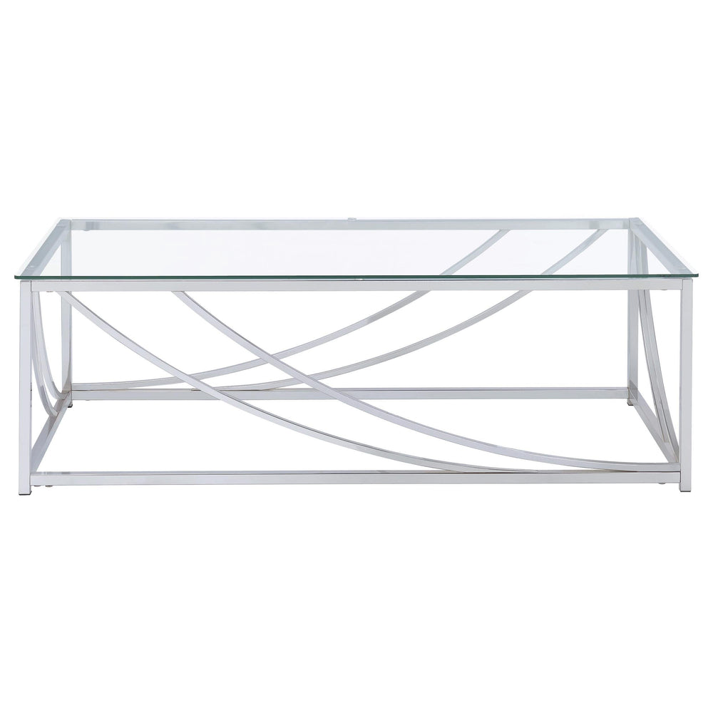 Juego de mesa auxiliar y de centro Lille de 2 piezas con tapa de cristal, cromado