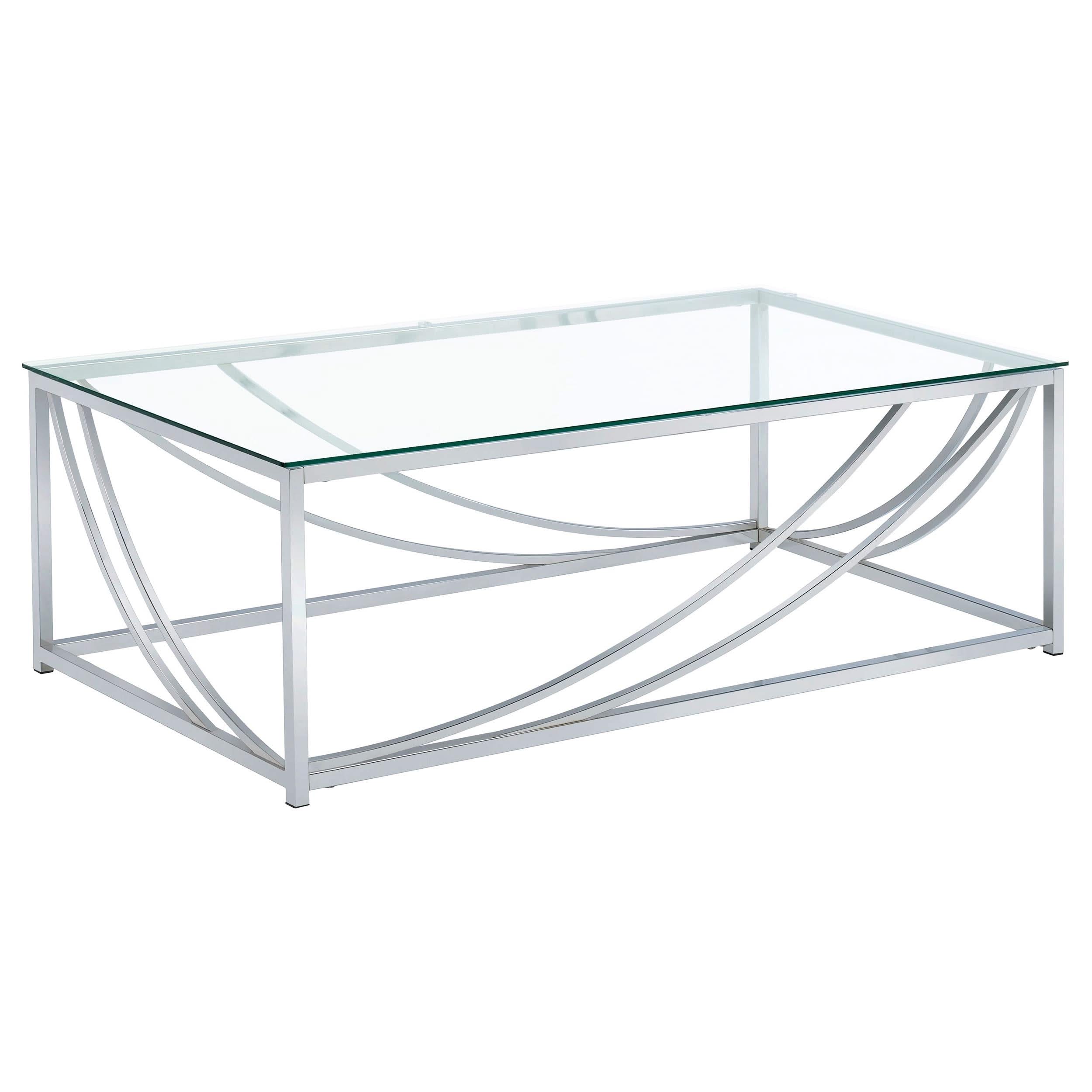 Mesa de centro rectangular Lille con tapa de cristal cromada