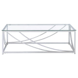 Mesa de centro rectangular Lille con tapa de cristal cromada