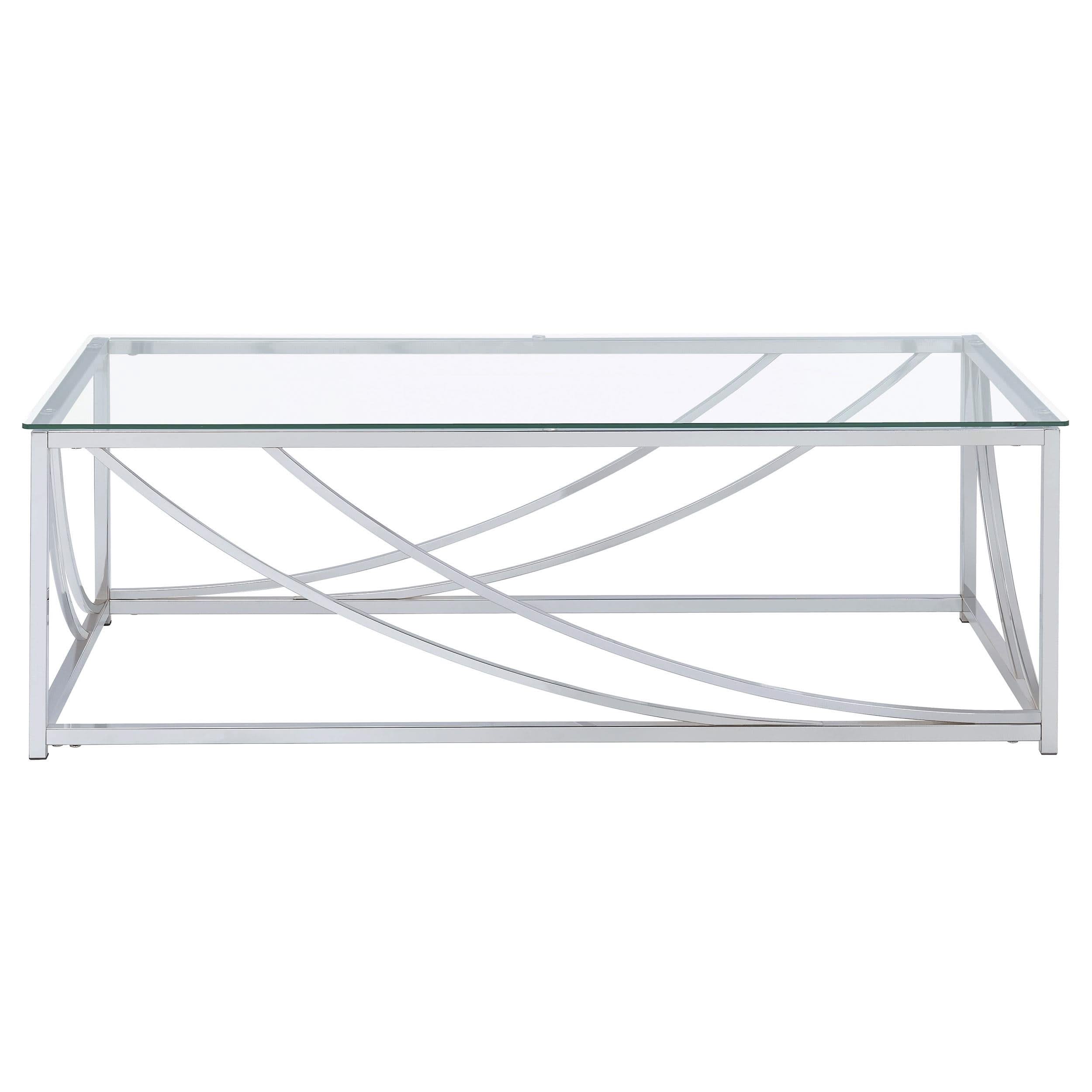 Mesa de centro rectangular Lille con tapa de cristal cromada