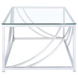 Mesa de centro rectangular Lille con tapa de cristal cromada