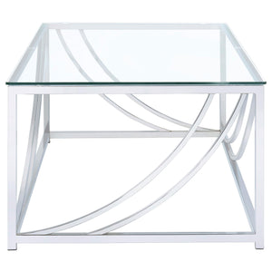Mesa de centro rectangular Lille con tapa de cristal cromada