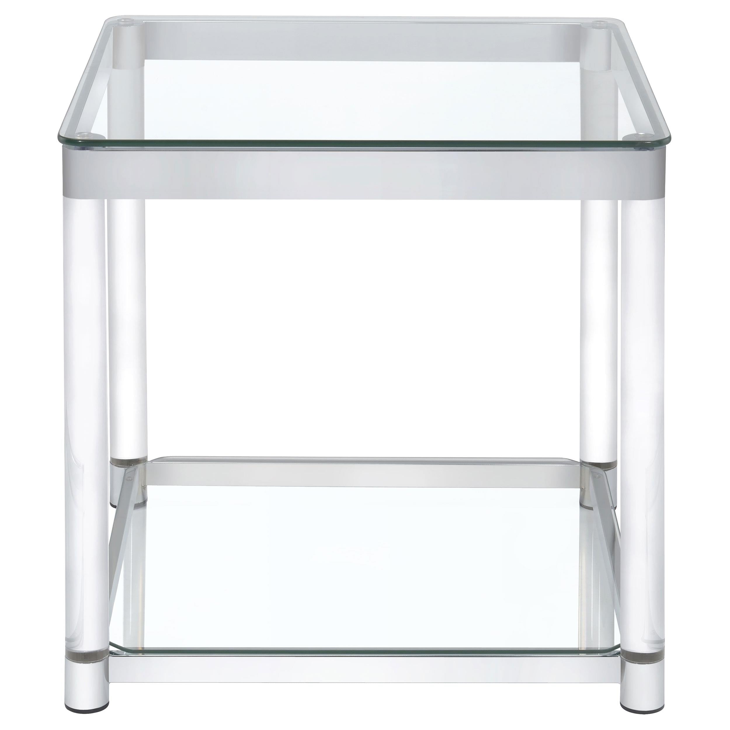Anne Square Glass Top Acrylic Leg Side End Table Chrome
