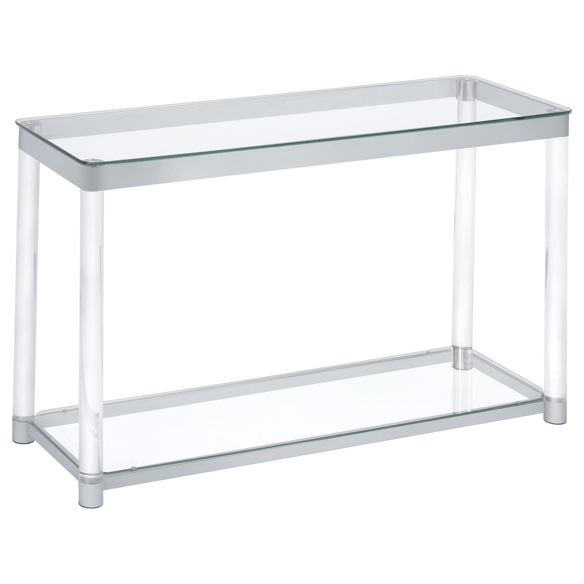 Mesa consola para sofá de entrada con tapa de vidrio acrílico Anne, cromada
