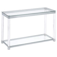 Mesa consola para sofá de entrada con tapa de vidrio acrílico Anne, cromada