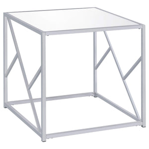 Juego de mesa de centro y auxiliar de 3 piezas Provins con espejo y cromo