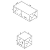 Juego de mesa de centro y auxiliar de 3 piezas Provins con espejo y cromo