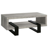 Mesa de centro Dinard de madera de ingeniería, color gris, madera flotante