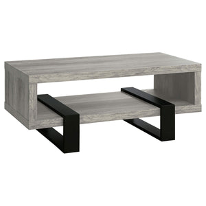 Mesa de centro Dinard de madera de ingeniería, color gris, madera flotante