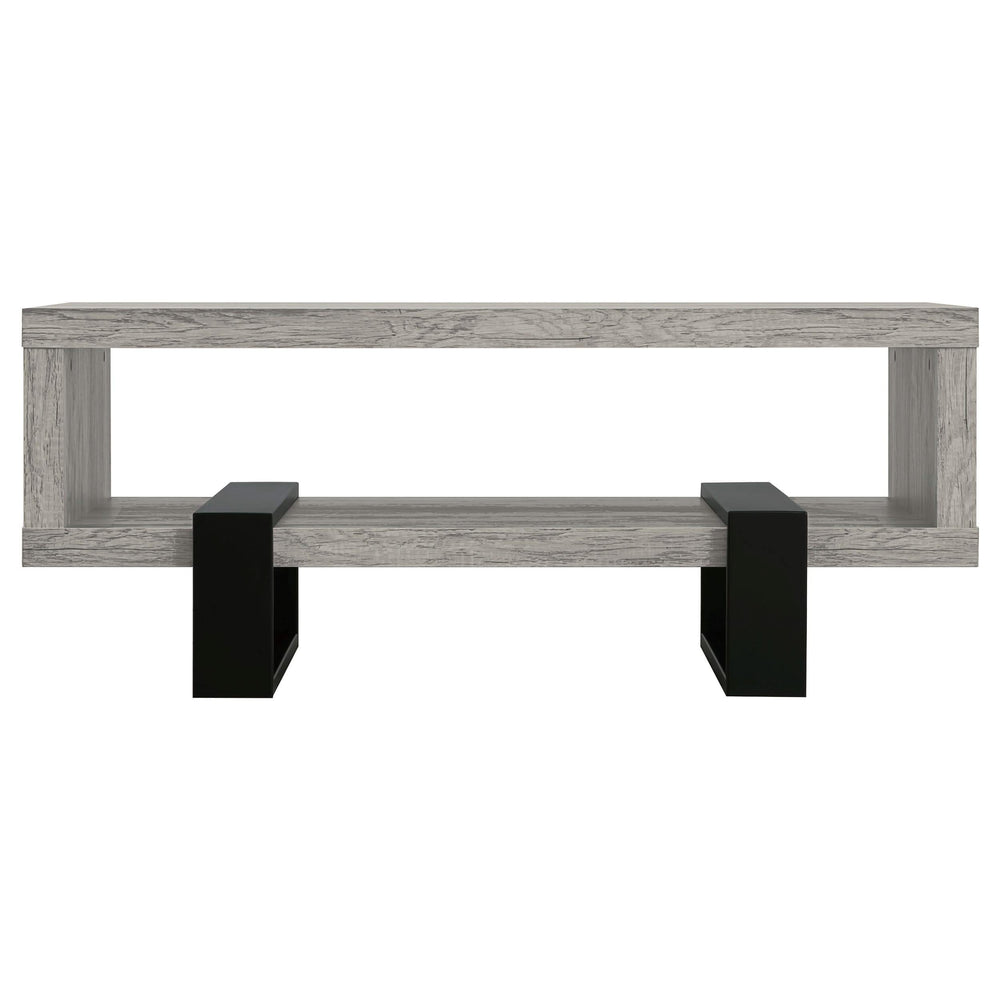 Mesa de centro Dinard de madera de ingeniería, color gris, madera flotante