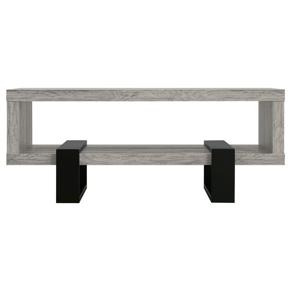 Mesa de centro Dinard de madera de ingeniería, color gris, madera flotante