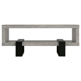 Mesa de centro Dinard de madera de ingeniería, color gris, madera flotante
