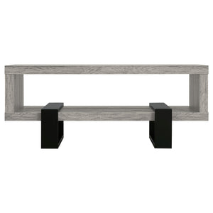 Mesa de centro Dinard de madera de ingeniería, color gris, madera flotante