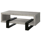 Mesa de centro Dinard de madera de ingeniería, color gris, madera flotante