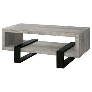 Mesa de centro Dinard de madera de ingeniería, color gris, madera flotante