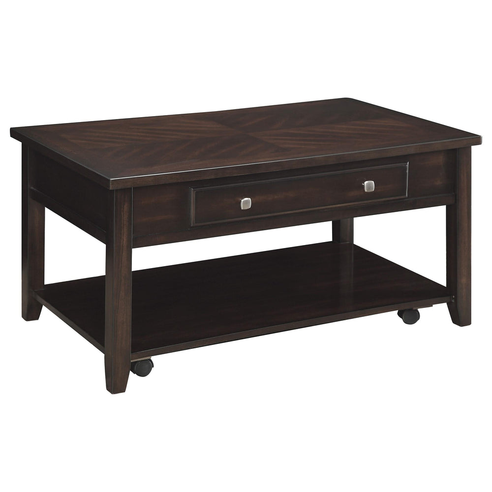 Mesa de centro elevable de madera rectangular Bradford en nogal