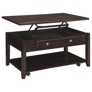 Mesa de centro elevable de madera rectangular Bradford en nogal