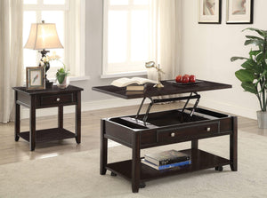 Mesa de centro elevable de madera rectangular Bradford en nogal