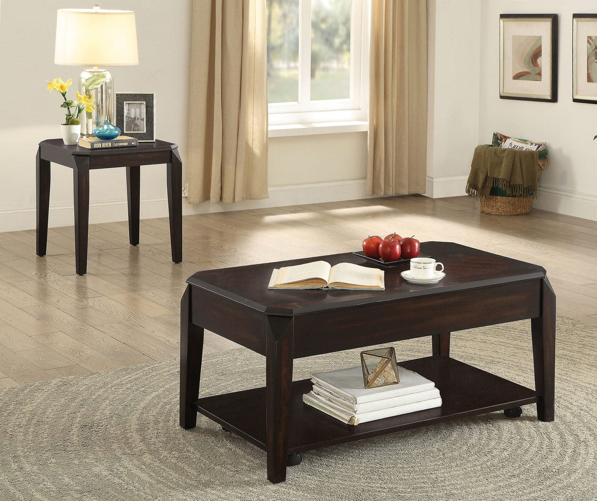 Mesa auxiliar de madera cuadrada Baylor en nogal