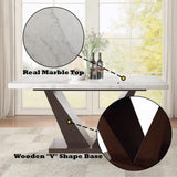 Mesa de comedor Forbes con tablero de mármol