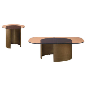 Juego de mesa de centro y auxiliar Morena de 2 piezas en bronce cepillado