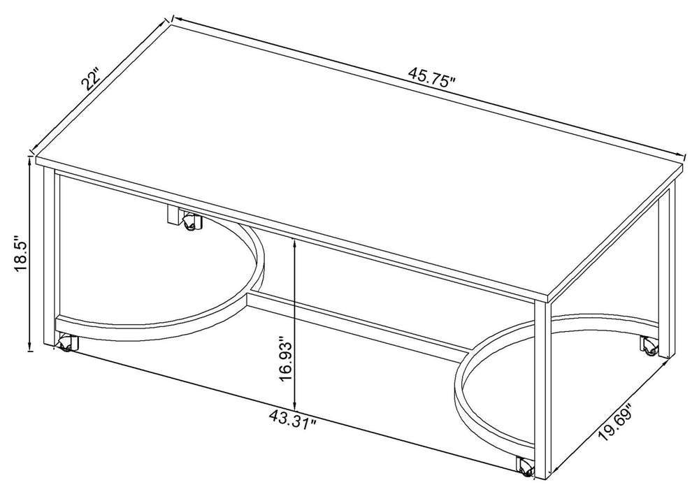 Mesa de centro Leona de imitación mármol con ruedas en níquel satinado