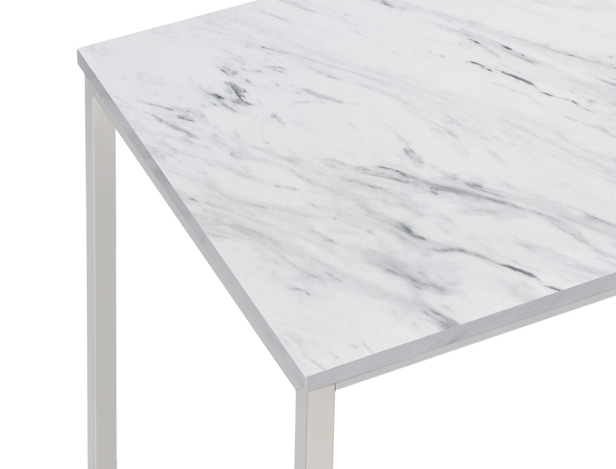 Mesa de centro Leona de imitación mármol con ruedas en níquel satinado