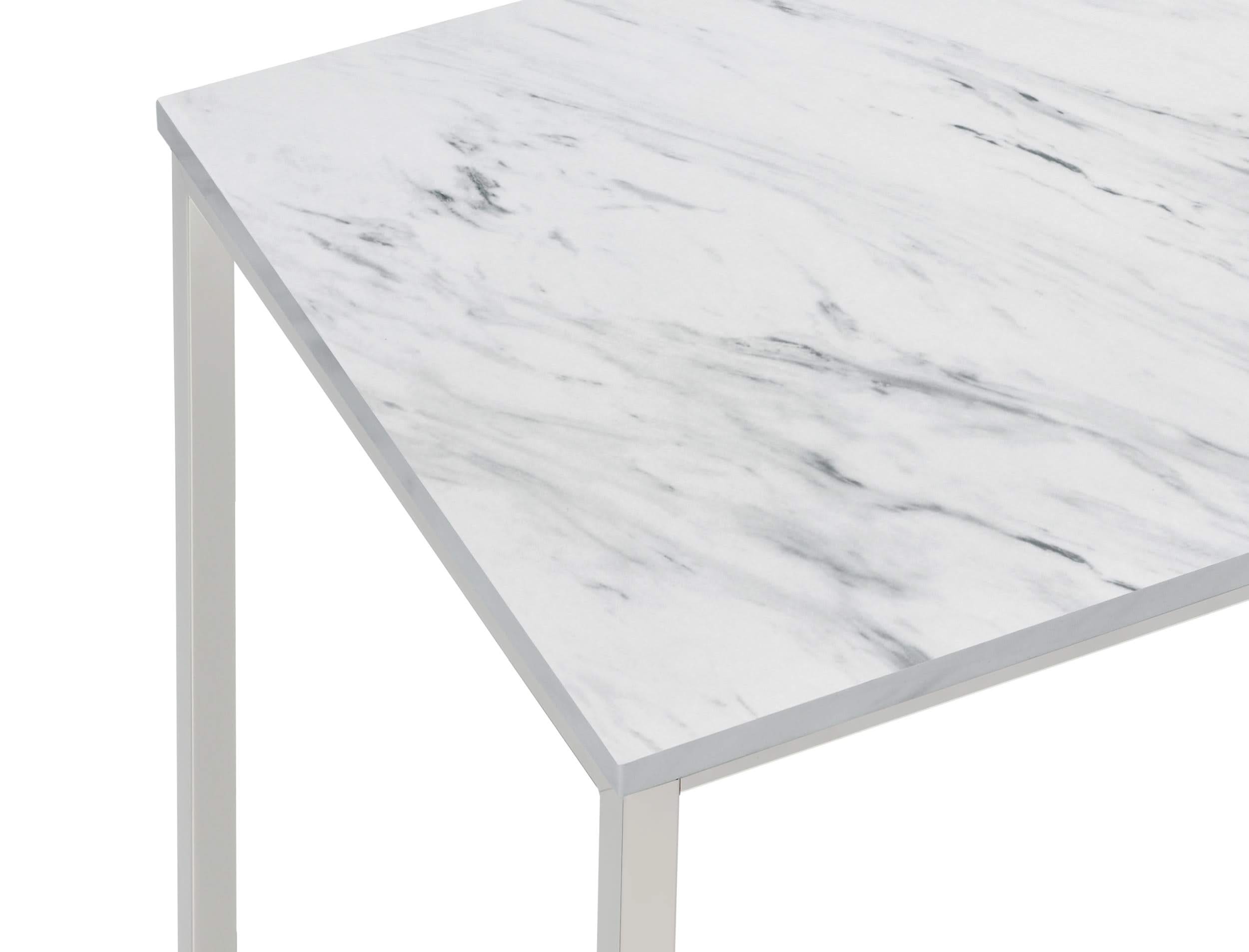 Mesa de centro Leona de imitación mármol con ruedas en níquel satinado