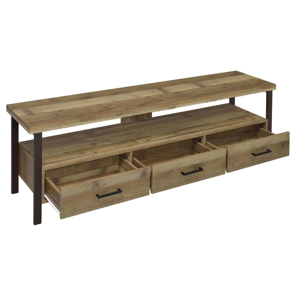 Consola para TV Ruston de 71" con 3 cajones, pino desgastado
