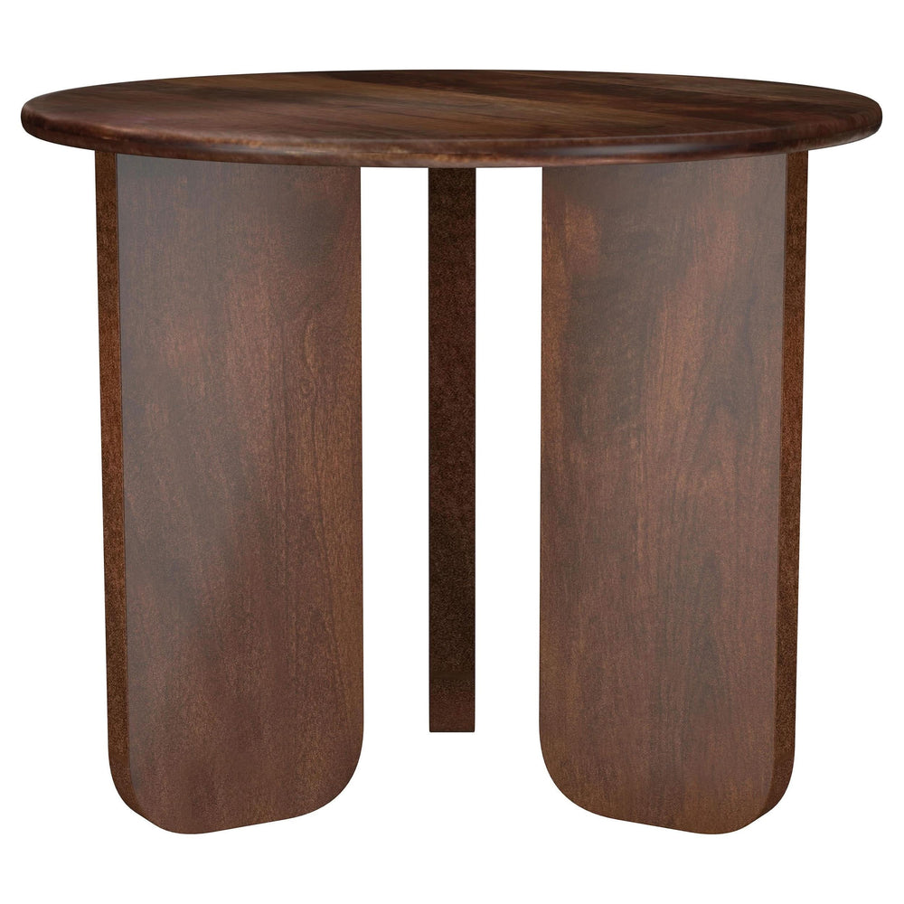Mesa auxiliar redonda Dale de madera maciza de mango marrón