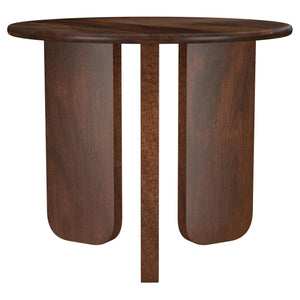 Mesa auxiliar redonda Dale de madera maciza de mango marrón