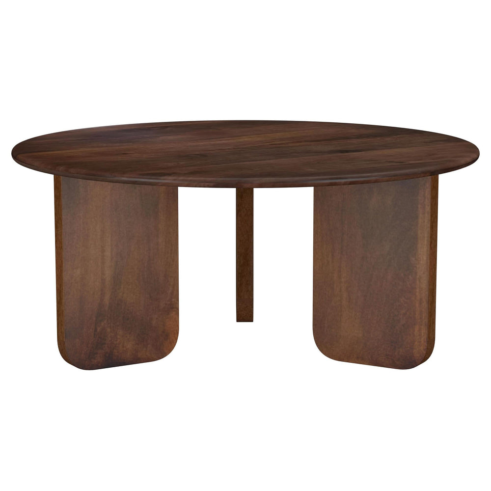 Mesa de centro redonda Dale de madera maciza de mango marrón