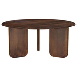 Mesa de centro redonda Dale de madera maciza de mango marrón